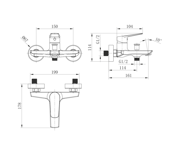 Grifo de Bañera Imex Bélgica Croquis 4