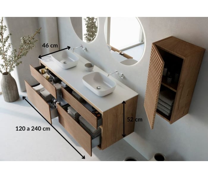Mueble de baño con encimera de solid surface Bruntec Alpes 9 Croquis 4