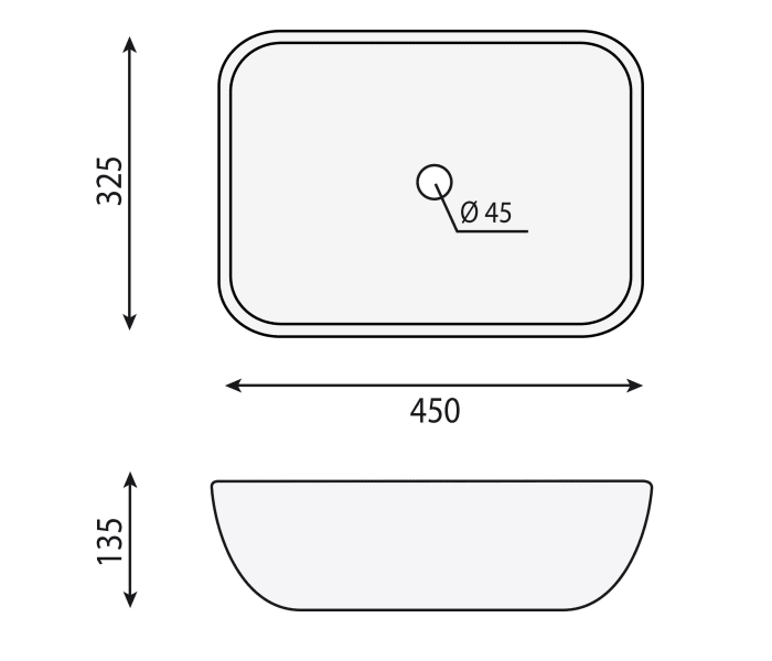 Lavabo sobre encimera Bruntec León Croquis 2