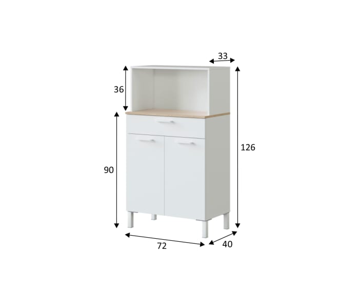 Auxiliar de cocina con encimera roble canadian Bruntec Fast Croquis 4