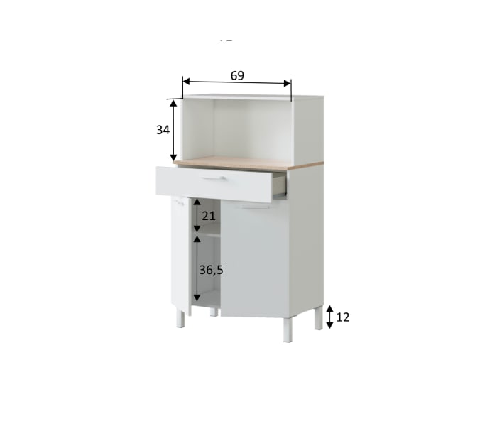 Auxiliar de cocina con encimera roble canadian Bruntec Fast Croquis 5