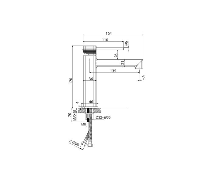Grifo de lavabo Imex Firenze Croquis 9