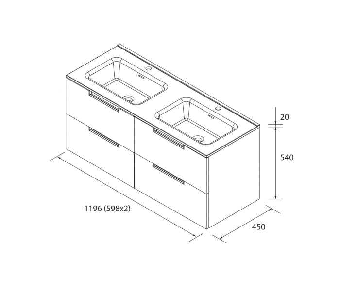 Conjunto mueble de baño Salgar Leni Croquis 20