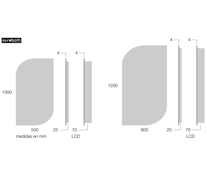 Espejo de baño con luz LED de Eurobath, Lofoten Croquis 1