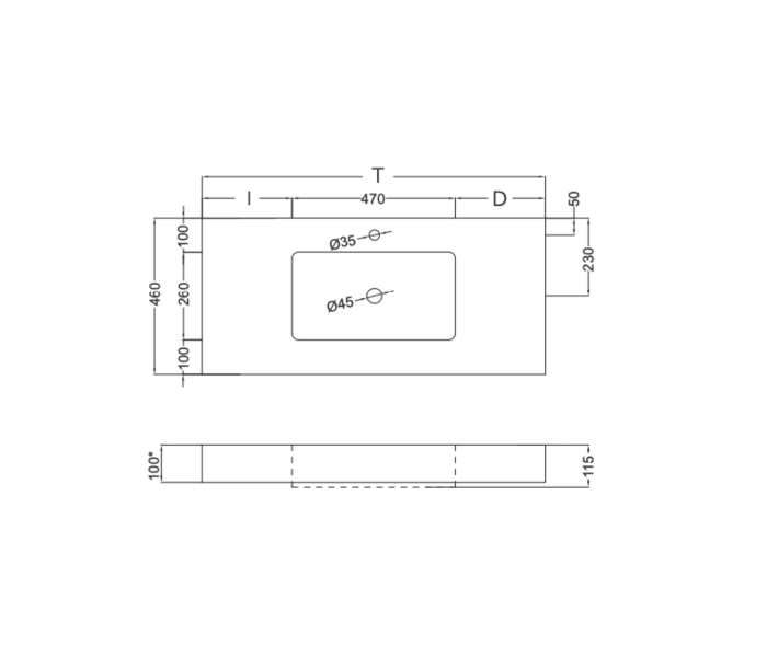 Lavabo suspendido Coycama Ambar Croquis 4