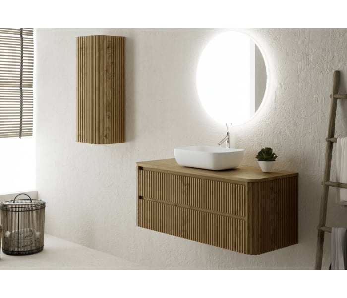 Mueble de baño con encimera de madera maciza Bruntec Baviera Principal 0