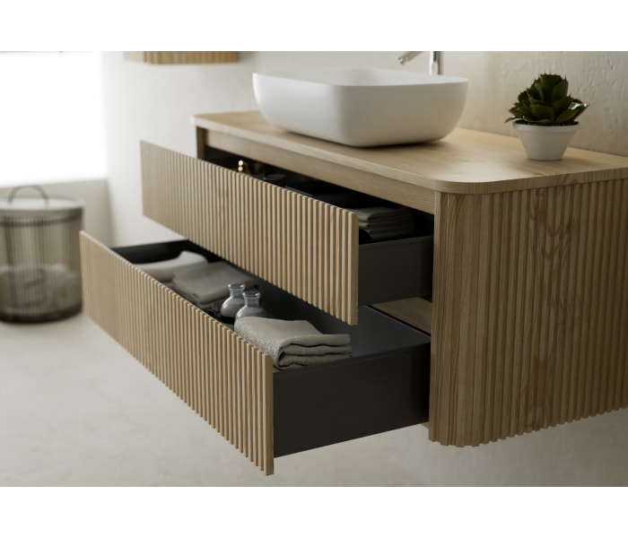 Mueble de baño con encimera de madera maciza Bruntec Baviera Detalle 2