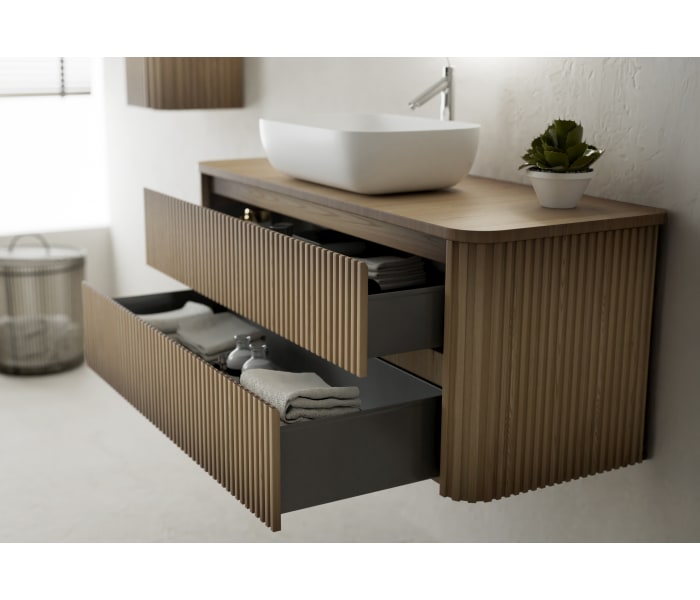 Mueble de baño con encimera de madera maciza Bruntec Baviera Detalle 6