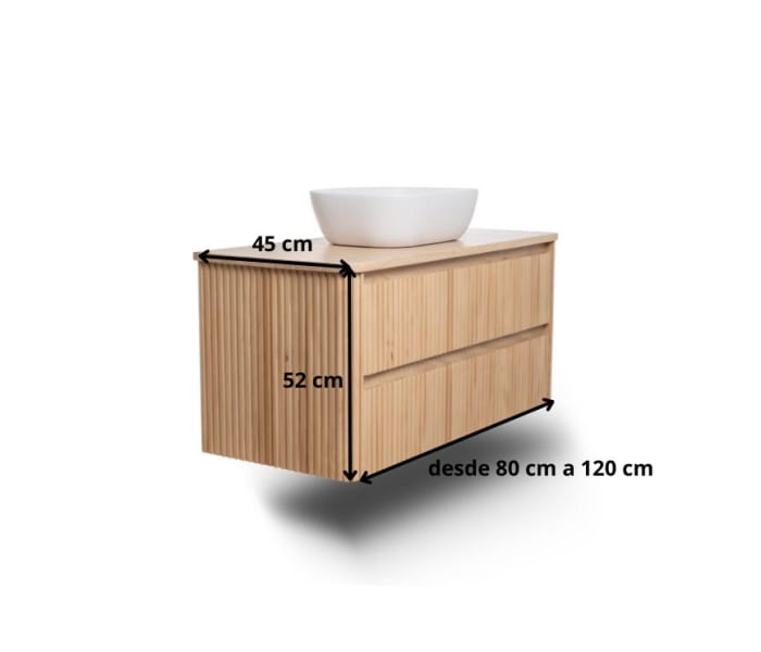 Mueble de baño con encimera de madera maciza Bruntec Baviera Croquis 9