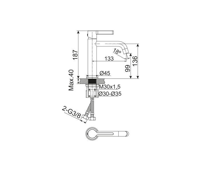 Grifo de lavabo de Lluvibath Bambú Croquis 5
