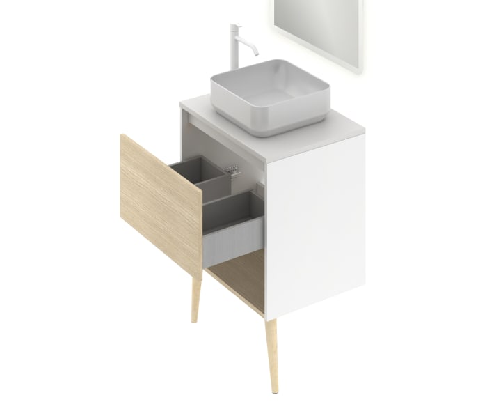 Conjunto mueble de baño con lavabo sobre encimera Amizuva Nara Top Detalle 2