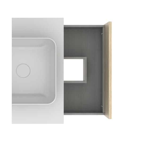 Conjunto mueble de baño con lavabo sobre encimera Amizuva Nara Top Detalle 1