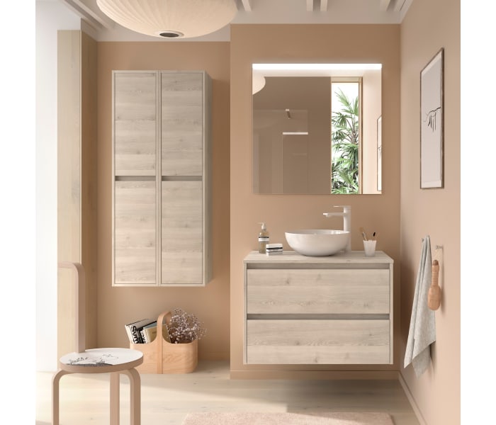Conjunto mueble de baño con encimera de madera Salgar Noja Principal 3
