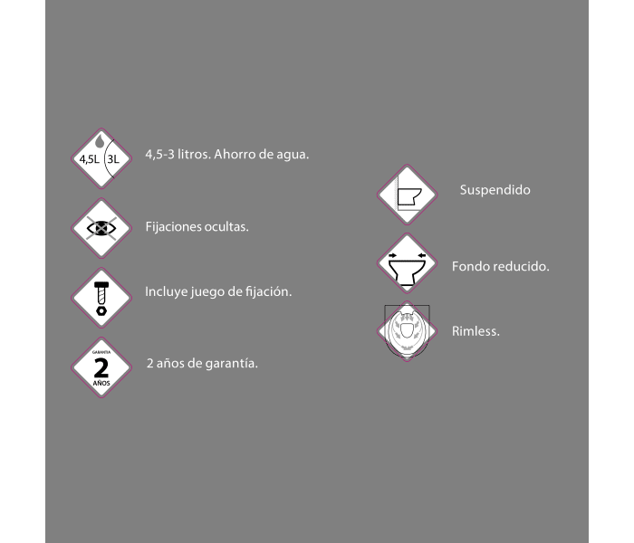 Pack Inodoro suspendido + cisterna empotrada Bruntec Lisboa opción 6