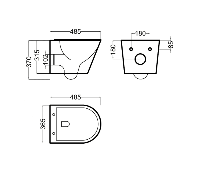 Pack Inodoro suspendido + cisterna empotrada Bruntec Lisboa Croquis 4