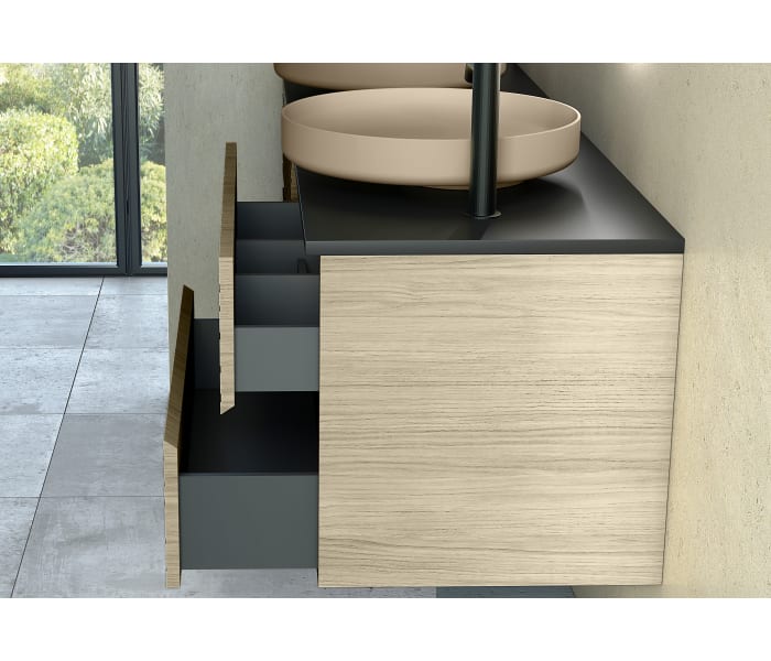 Mueble de baño con encimera de microtec negra Bruntec Kora Detalle 4
