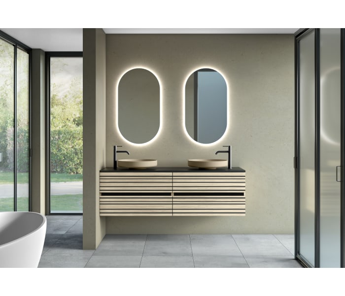 Mueble de baño con encimera de microtec negra Bruntec Kora Principal 1
