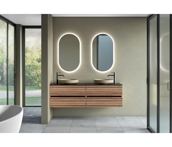 Mueble de baño con encimera de microtec negra Bruntec Kora Principal 0