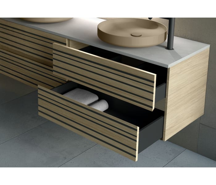 Mueble de baño con encimera de microtec negra Bruntec Kora Detalle 3