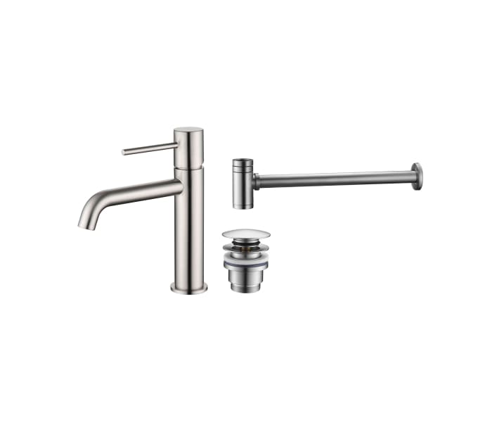 Pack Grifo de lavabo Monza + Válvula click-clack + Sifón visto redondo de Imex Principal 5
