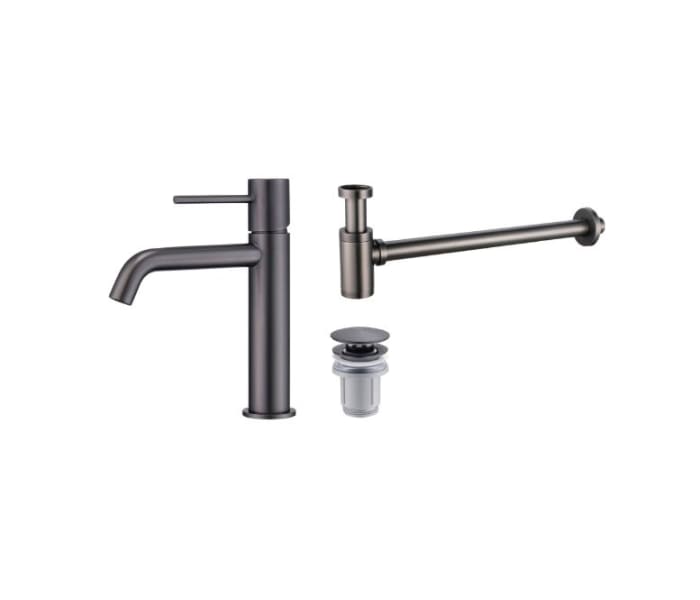 Pack Grifo de lavabo Monza + Válvula click-clack + Sifón visto redondo de Imex Principal 4