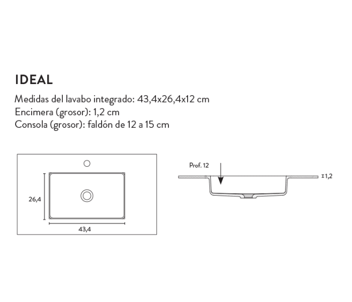Lavabo encastrado Bruntec Ideal Croquis 2