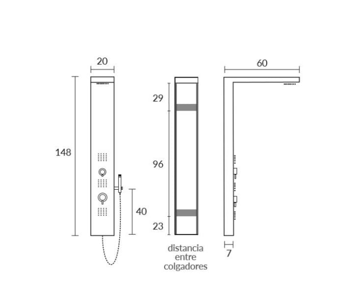 Columna de ducha Mizu Sagobar Croquis 1