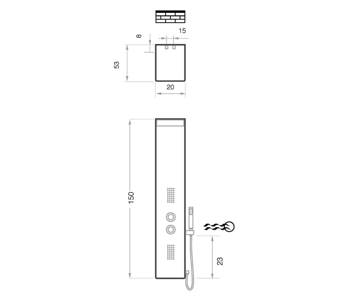 Columna de ducha hidromasaje de Oasis, Essence Croquis 4