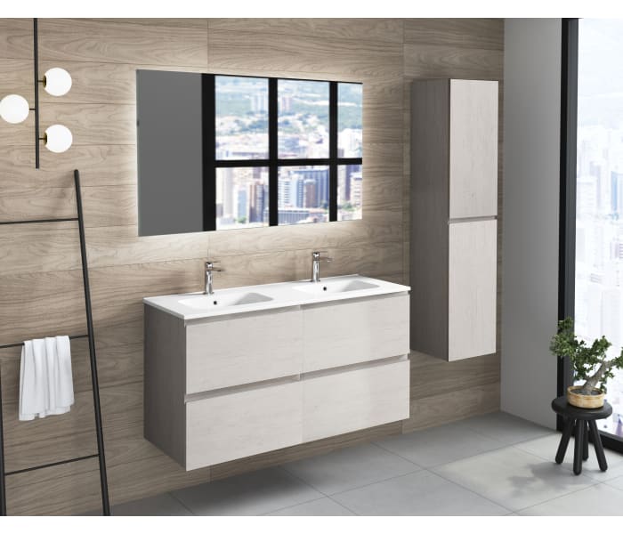 Mueble de baño Coban 2 cajones y 1 puerta con tapa de madera de Bruntec