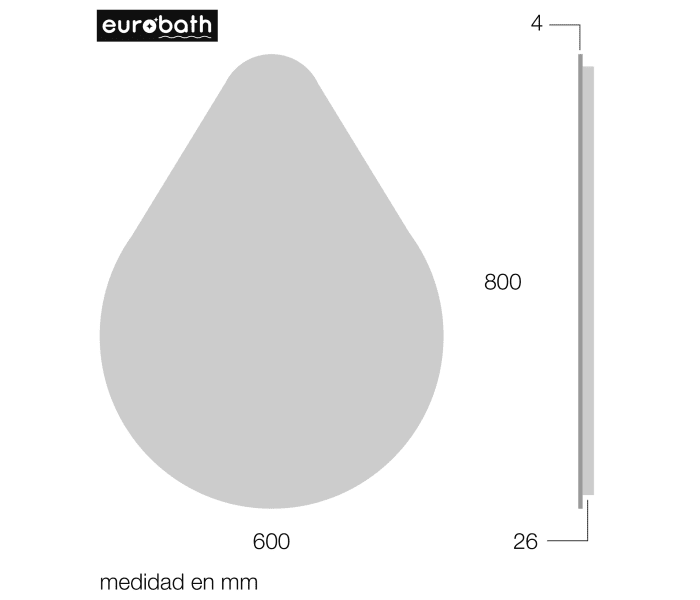 Espejo de baño con luz LED de Eurobath, Lluvia Croquis 6