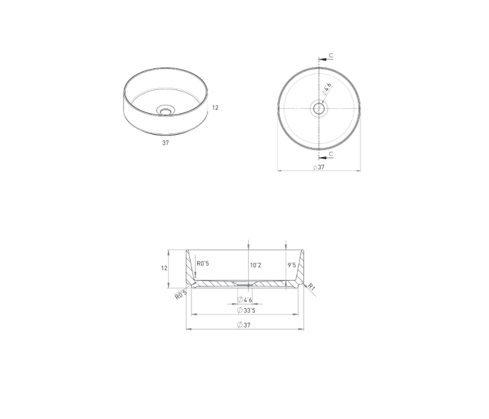 Lavabo sobre encimera Visobath Colors Croquis 10