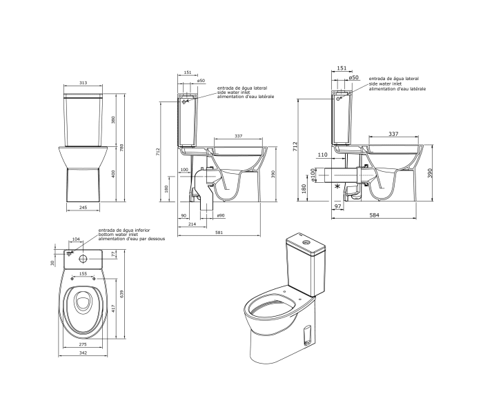 Inodoro completo Unisan Sanindusa Easy Croquis 4