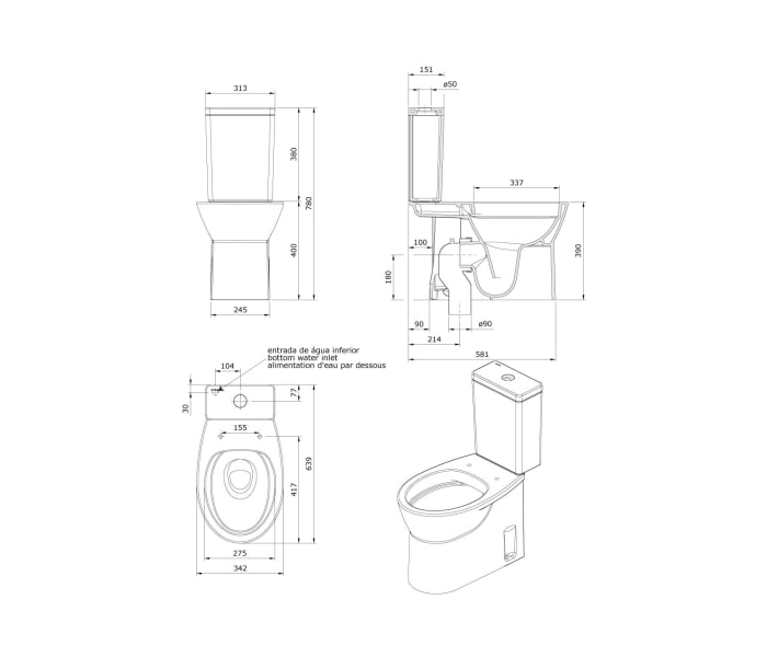 Inodoro completo Unisan Sanindusa Easy Croquis 9