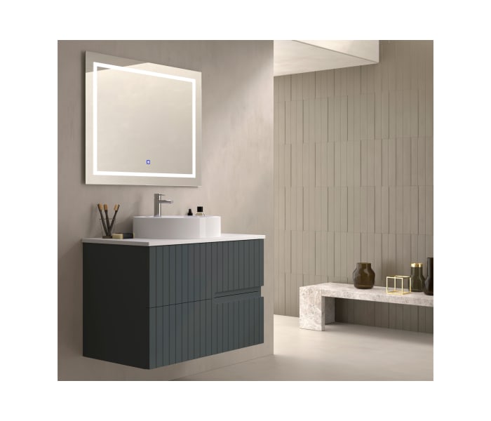 Mueble de baño con encimera piedra compactada blanca Bruntec Ebi colores Principal 6