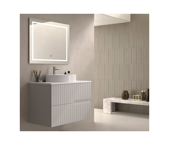 Mueble de baño con encimera piedra compactada blanca Bruntec Ebi colores Principal 3