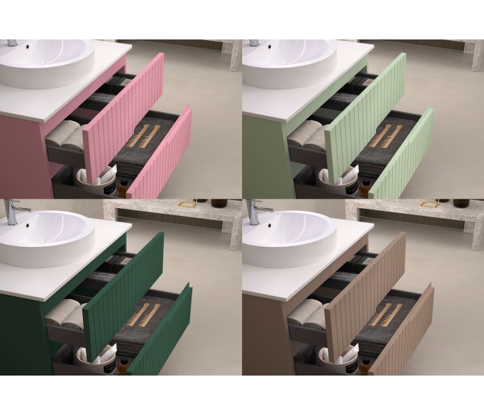 Mueble de baño con encimera piedra compactada blanca Bruntec Ebi colores Detalle 10