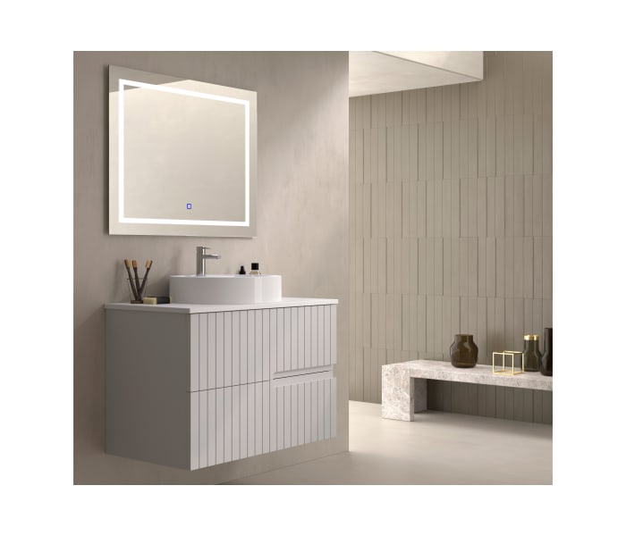 Mueble de baño con encimera piedra compactada blanca Bruntec Ebi colores Principal 4