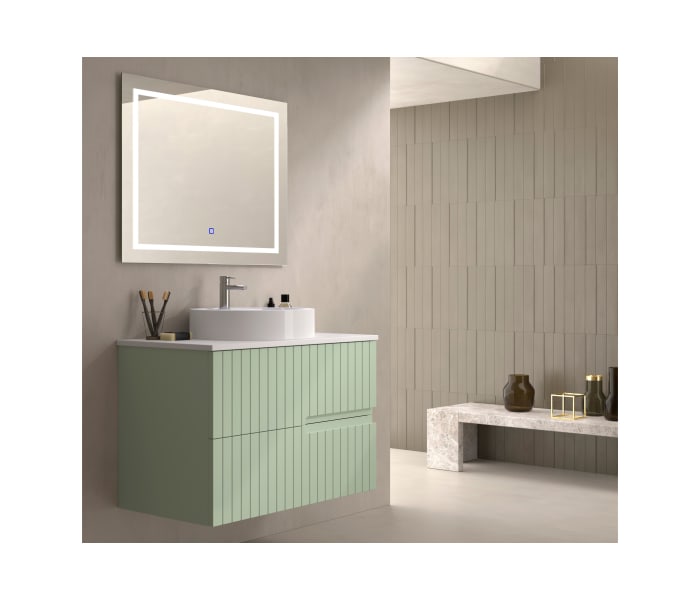 Mueble de baño con encimera piedra compactada blanca Bruntec Ebi colores Principal 0