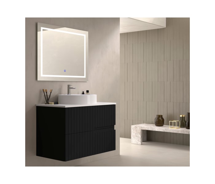 Mueble de baño con encimera piedra compactada blanca Bruntec Ebi colores Principal 2