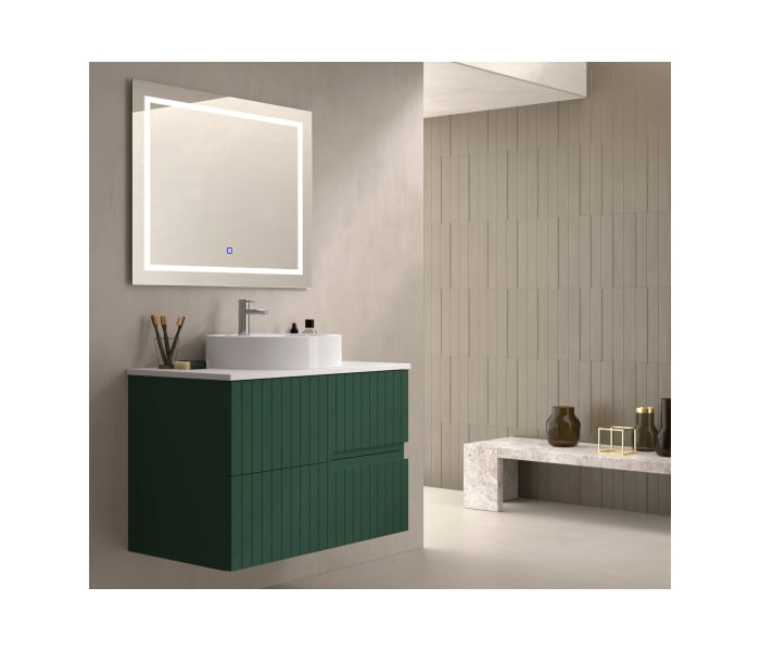 Mueble de baño con encimera piedra compactada blanca Bruntec Ebi colores Principal 7