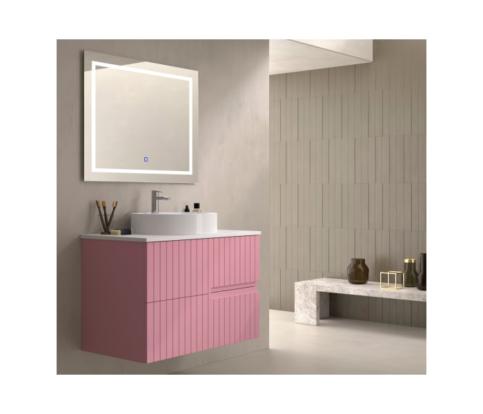 Mueble de baño con encimera piedra compactada blanca Bruntec Ebi colores Principal 9