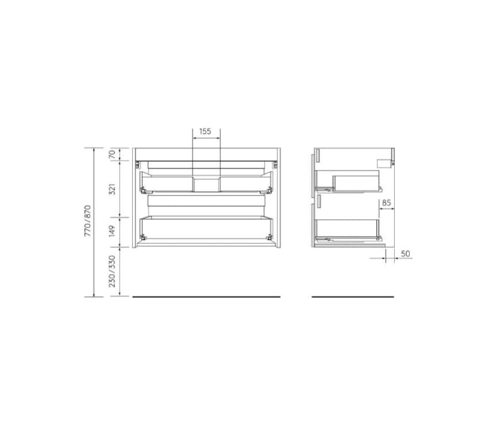 Conjunto mueble de baño Salgar Bequia Croquis 15