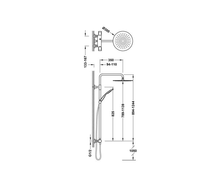 Columna de ducha y baño Tres Flat Croquis 4