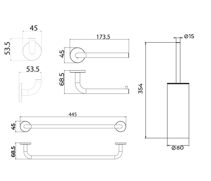 Conjunto de accesorios de baño Medimex Pure Croquis 11