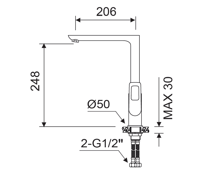 Grifo de cocina Lluvibath Bass Croquis 1