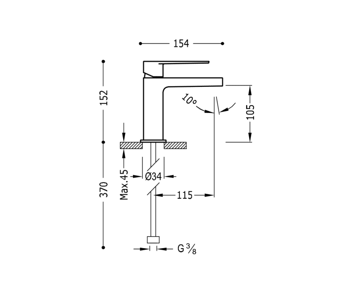 Grifo de lavabo Tres Class Croquis 2