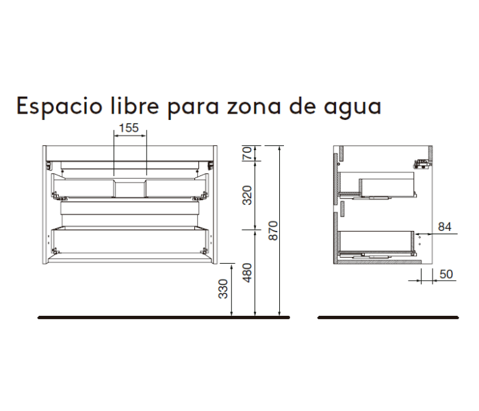 Mueble de baño con encimera de madera Salgar Attila Croquis 11