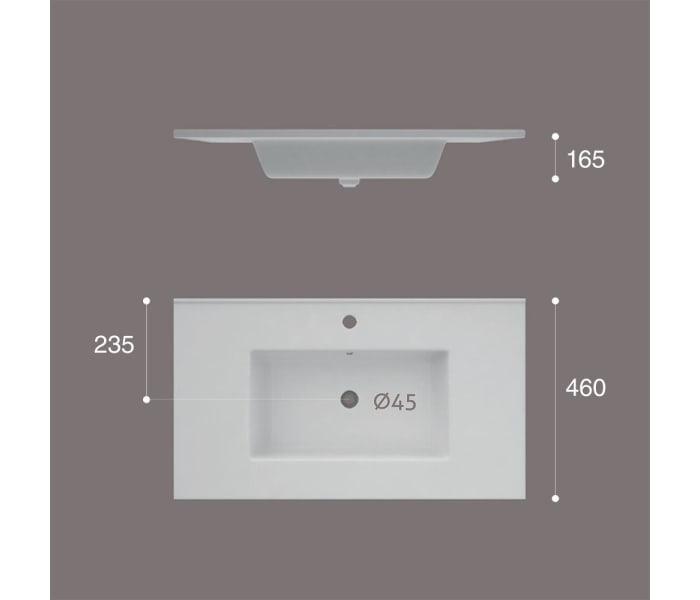 Lavabo encastrado Art and Bath Etna Croquis 1