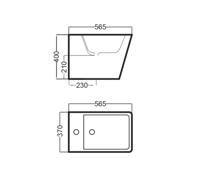 Bidé compacto Bruntec Square Croquis 4
