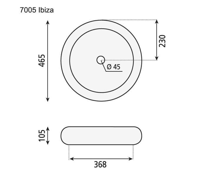 Lavabo sobre encimera Bruntec Ibiza Croquis 2